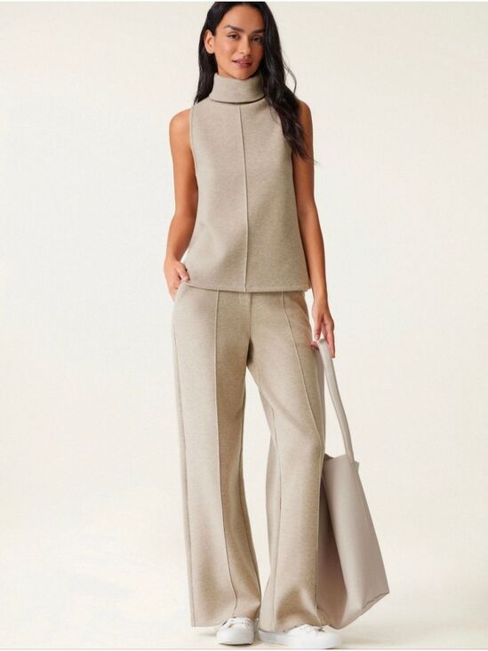 OGL Pants - OGL Heather Morganite Fuzz Luxe High Waisted Straight Leg Pull On Pant Size LP